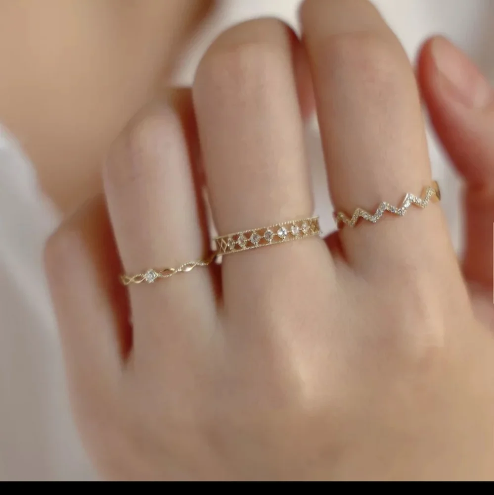 NEW 18k Gold Vermeil Diamond Cut Lattice Band Ring - Picture 5 of 7